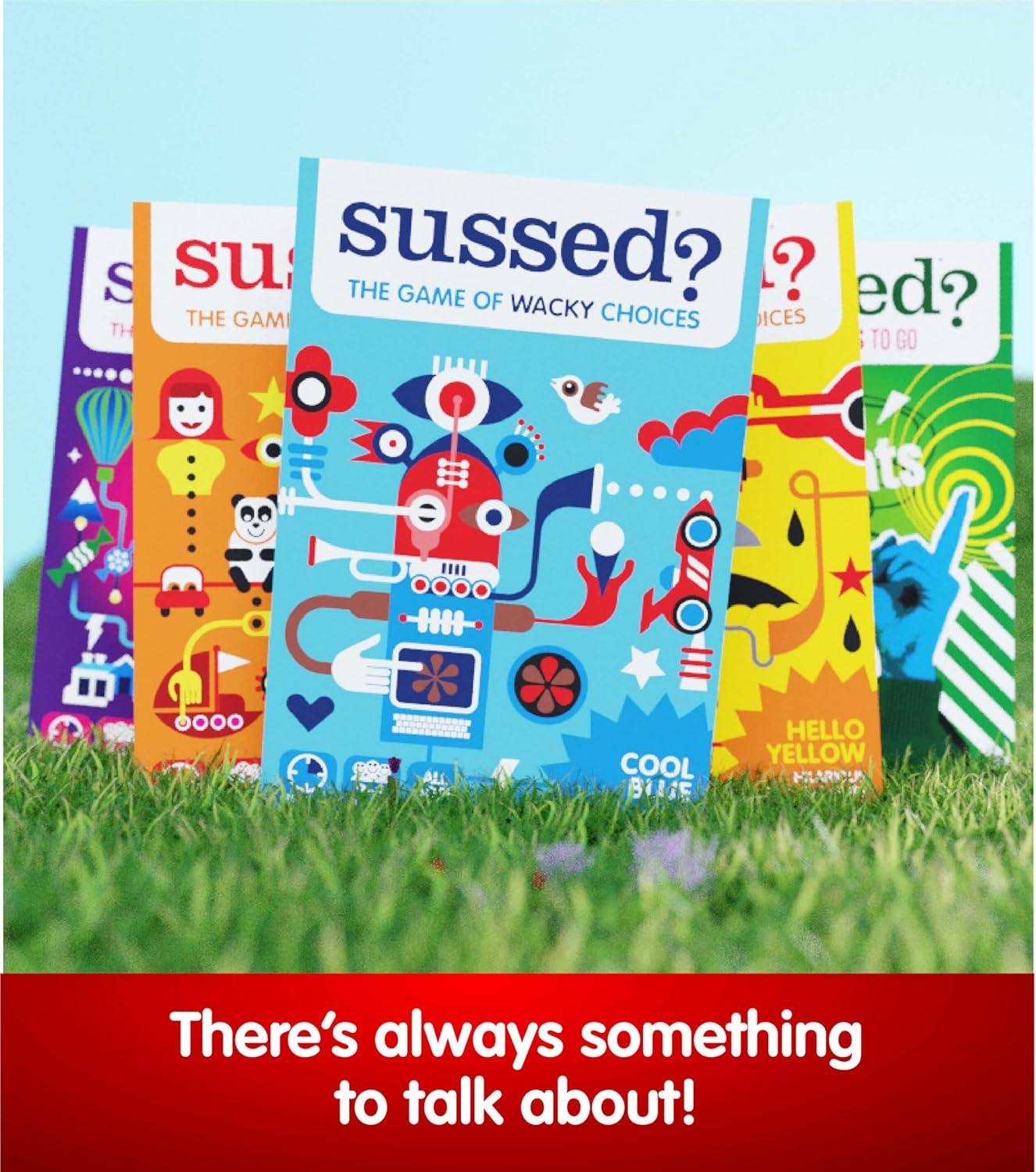 SUSSED Hello Yellow — The Wacky "What Would You Do?" Family Card Game | 200+ Questions, 650+ Answers | Ages 6+ | 2–8 Players | Travel-Size Party & Conversation Game