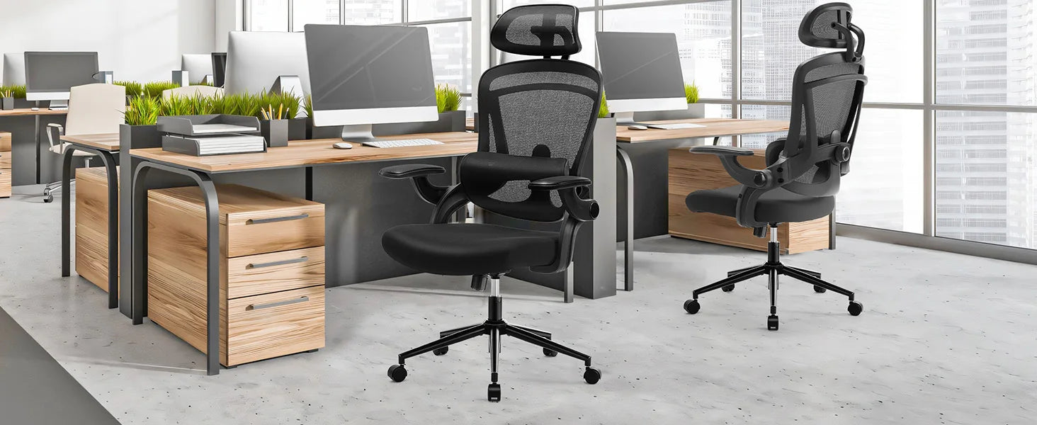 Ergonomic Mesh Office Chair with Flip-Up Arms