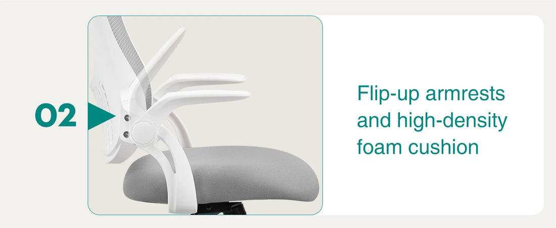 Light Gray Ergonomic Mesh Office Chair with Flip-Up Arms
