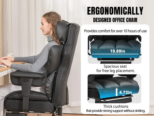 Ergonomic Leather Office Gaming Chair with Footrest