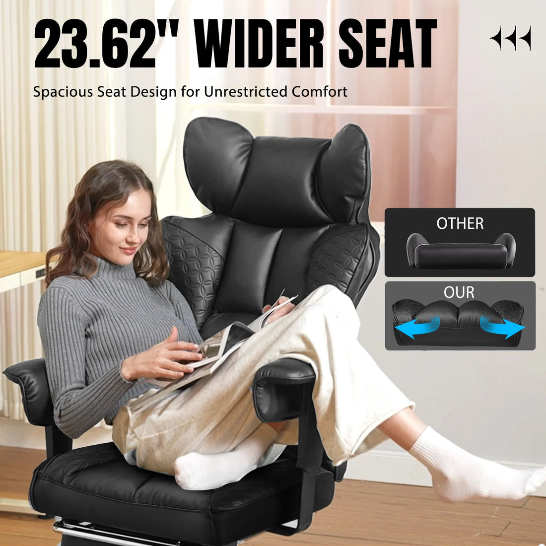 Ergonomic Leather Office Gaming Chair with Footrest