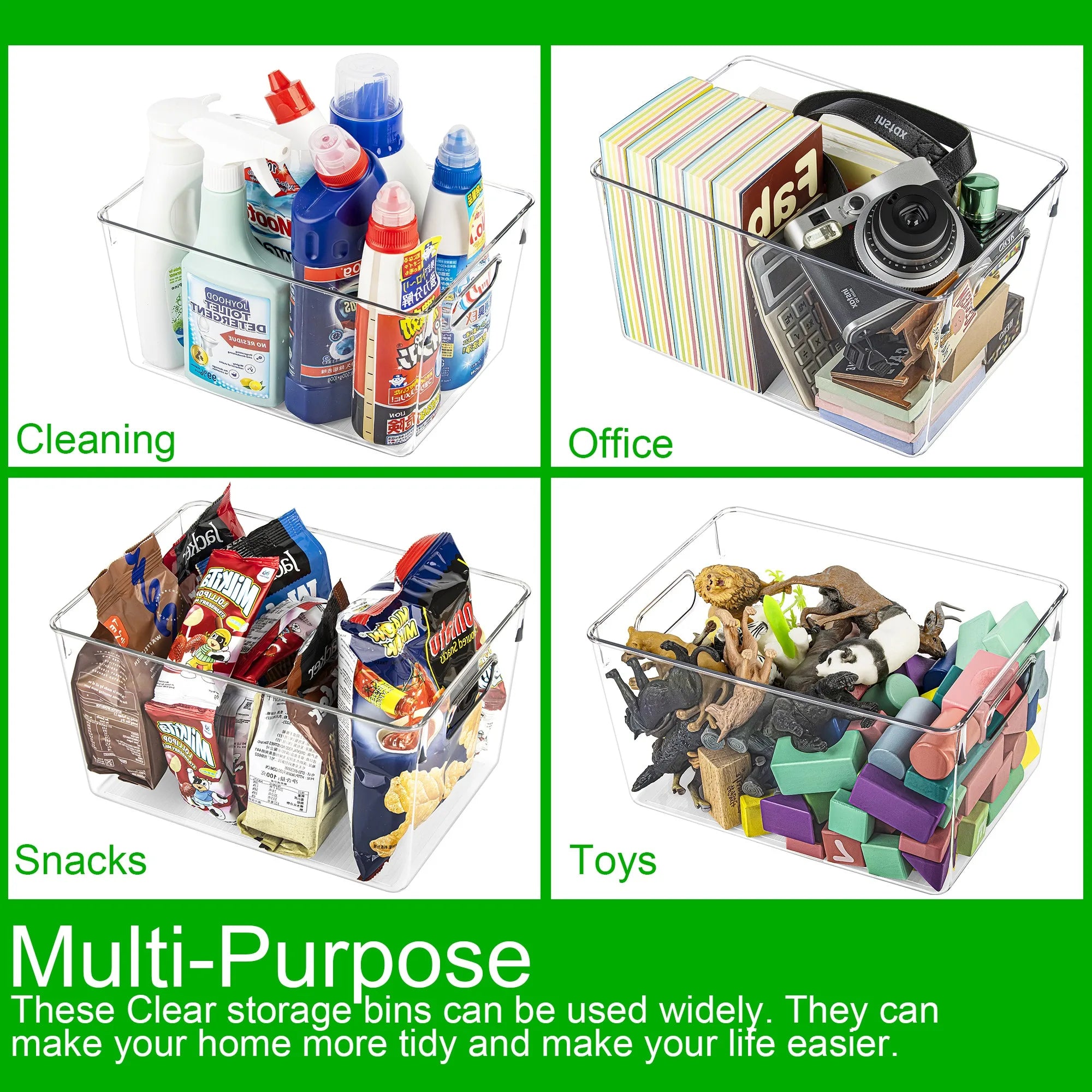 Multi-Purpose Clear Acrylic Storage Bins for Home Organization