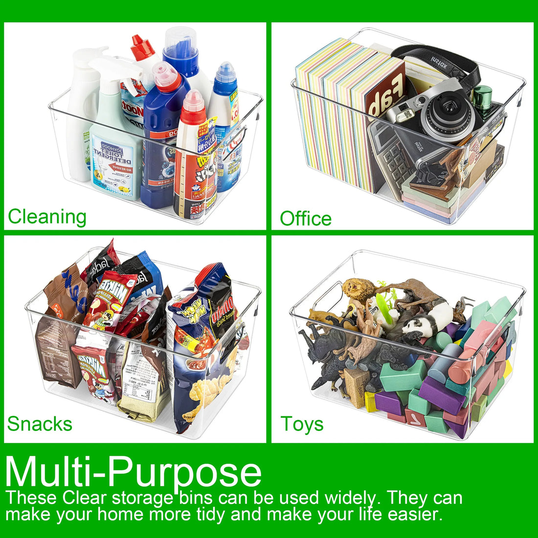 Multi-Purpose Clear Acrylic Storage Bins for Home Organization