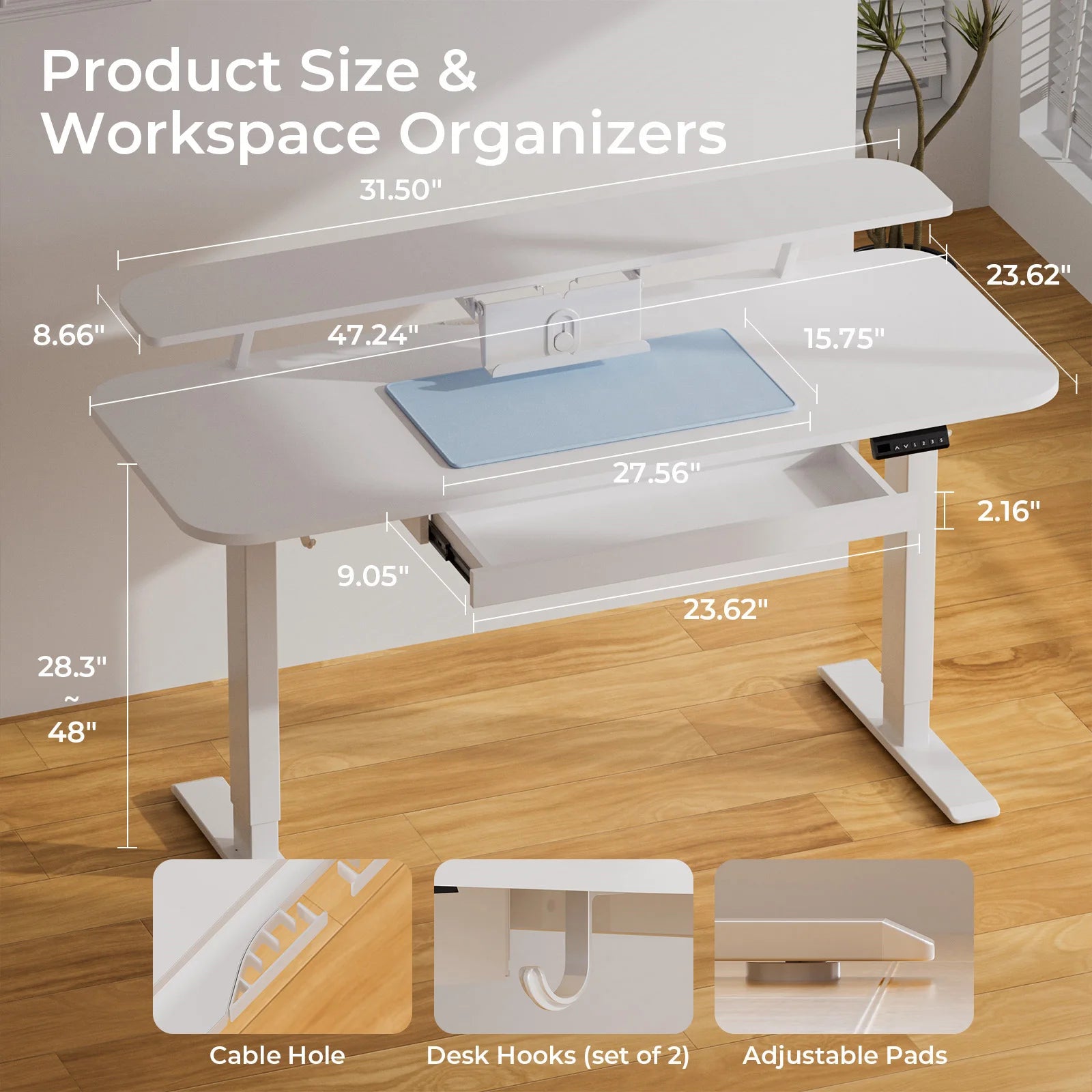 Electric Standing Desk with Drawers | Adjustable Sit-Stand