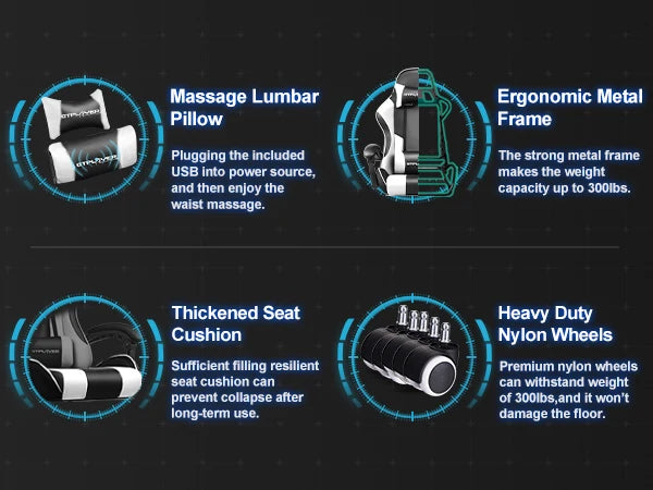 GTPLAYER Gaming Chair with Footrest & Lumbar Support