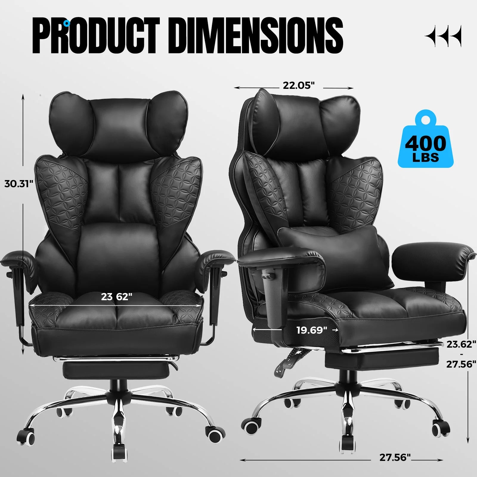 Ergonomic Leather Office Gaming Chair with Footrest