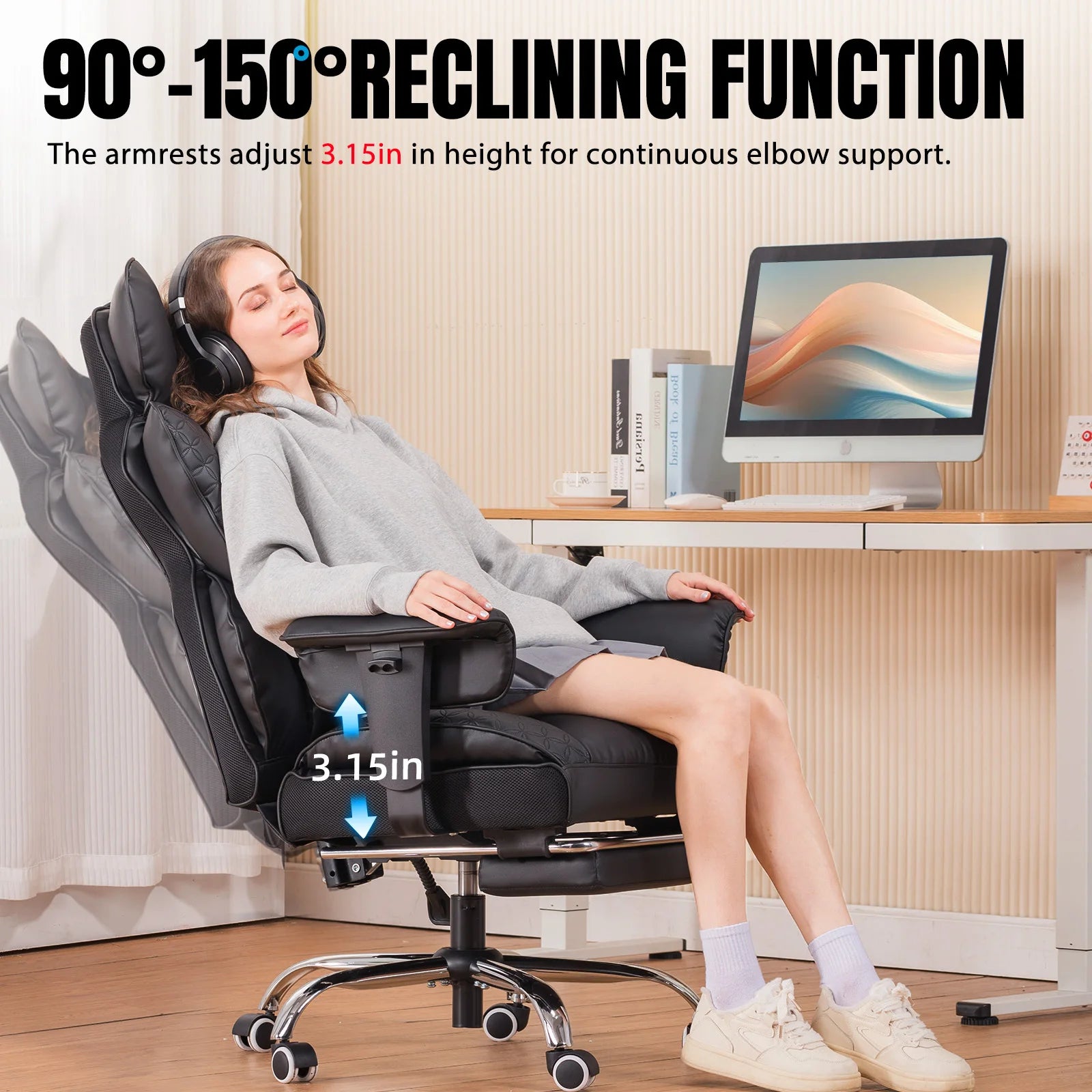 Ergonomic Leather Office Gaming Chair with Footrest
