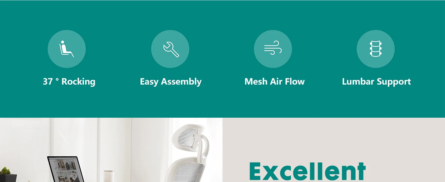 Mesh Ergonomic Desk Chair with Headrest & Flip Arms