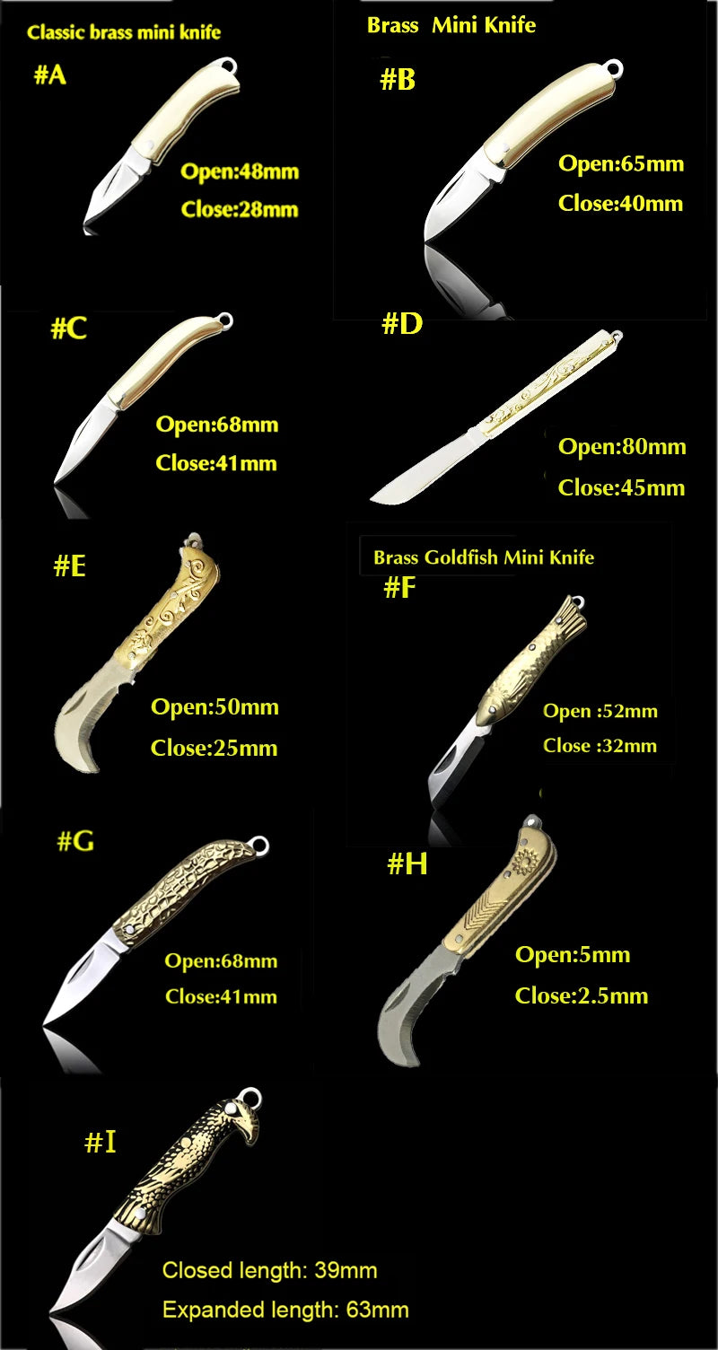 Mini Brass Folding Knife Keychain - EDC Survival Cutter