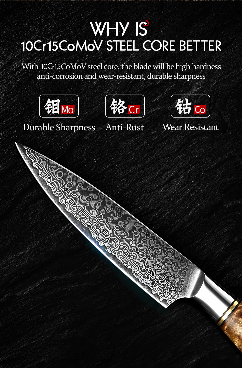 HEZHEN 5" Damascus Super Steel Sharp Kitchen Utility Knife