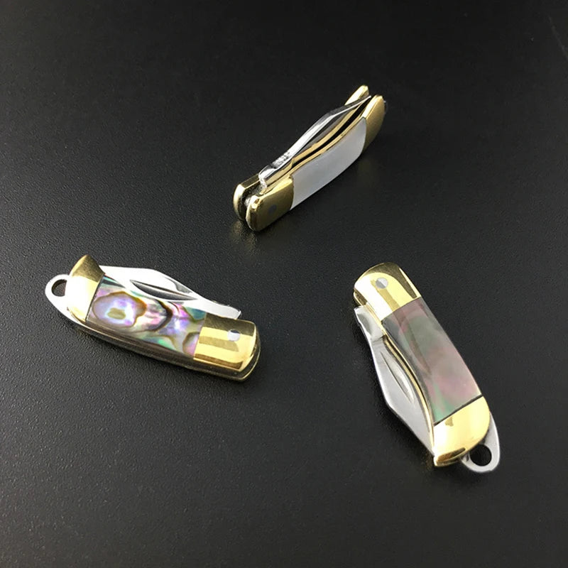 Mini Brass Folding Knife Keychain - EDC Survival Cutter