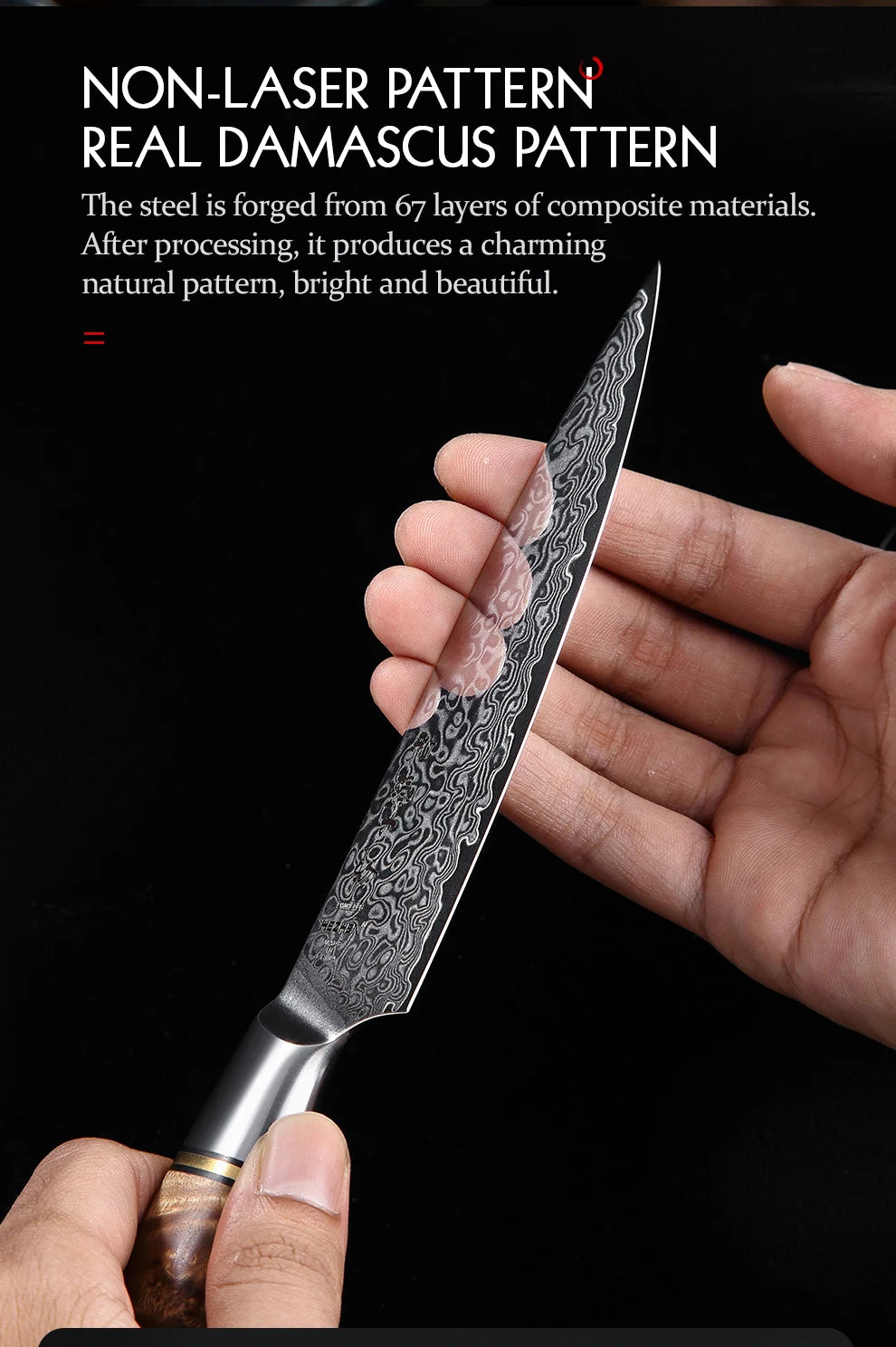 HEZHEN 5" Damascus Super Steel Sharp Kitchen Utility Knife