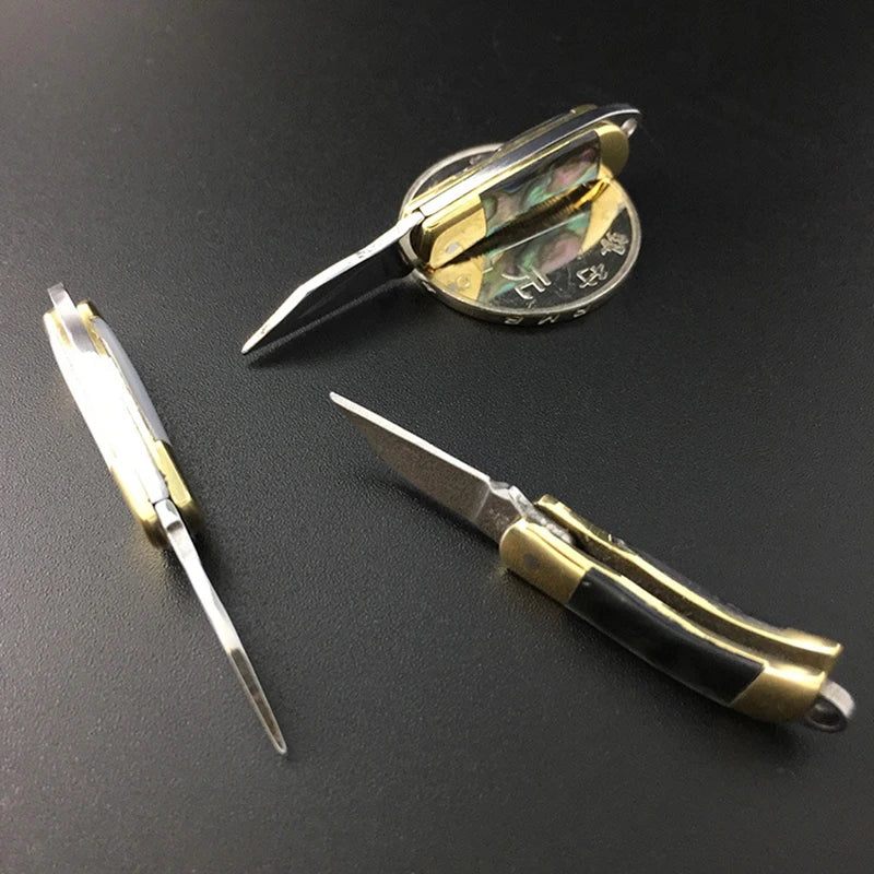 Mini Brass Folding Knife Keychain - EDC Survival Cutter