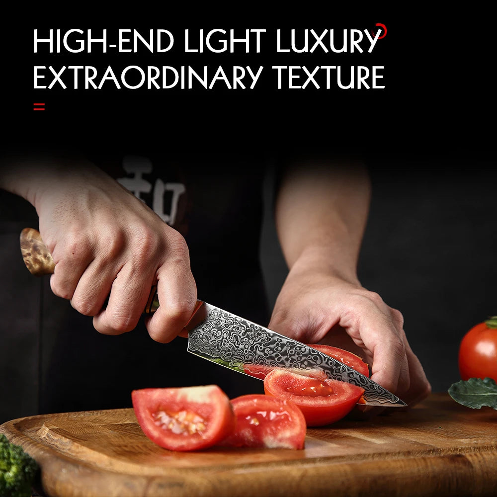 HEZHEN 5" Damascus Super Steel Sharp Kitchen Utility Knife