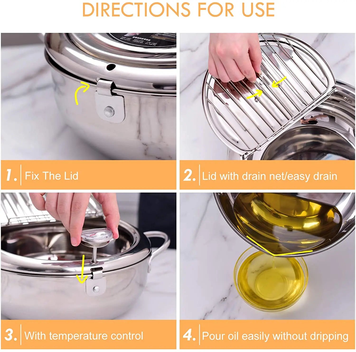 LMETJMA 304 Stainless Steel Japanese Deep Fryer Pan 20-24cm