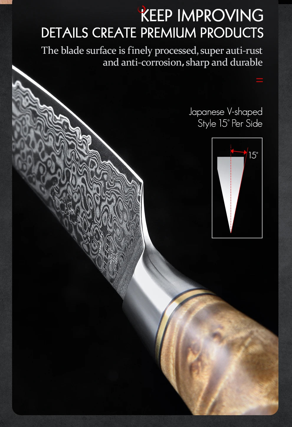 HEZHEN 5" Damascus Super Steel Sharp Kitchen Utility Knife