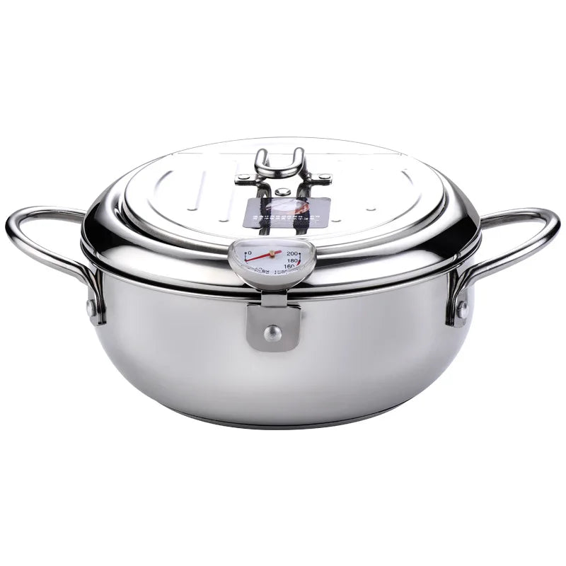 LMETJMA 304 Stainless Steel Japanese Deep Fryer Pan 20-24cm