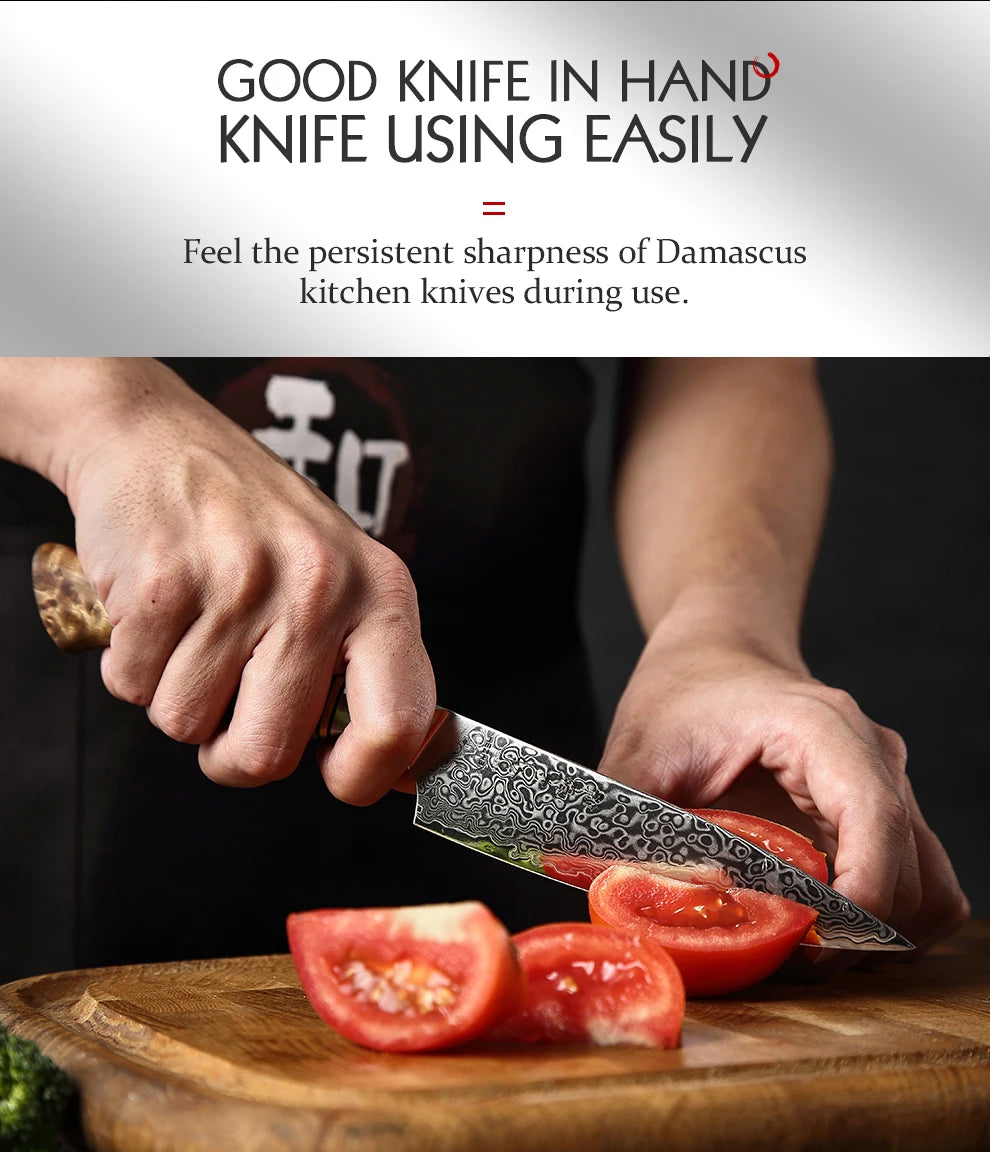 HEZHEN 5" Damascus Super Steel Sharp Kitchen Utility Knife