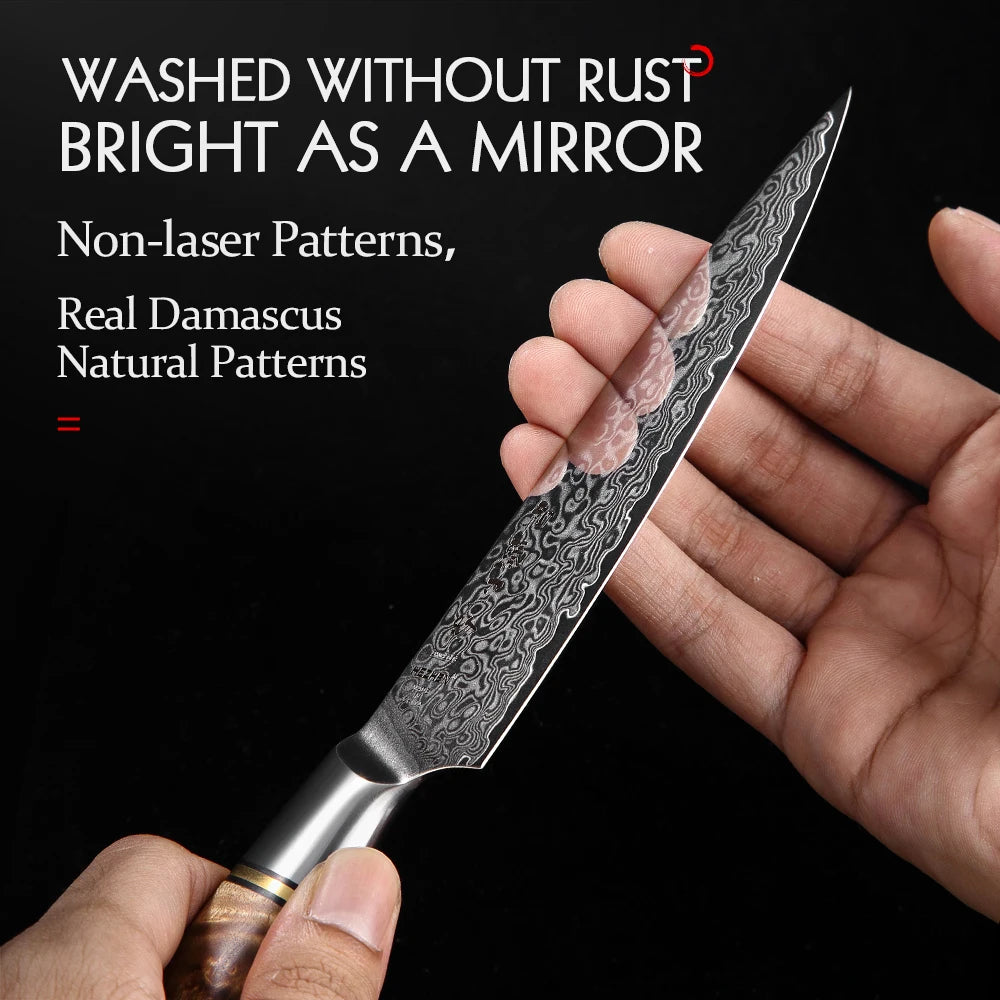 HEZHEN 5" Damascus Super Steel Sharp Kitchen Utility Knife