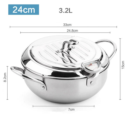 LMETJMA 304 Stainless Steel Japanese Deep Fryer Pan 20-24cm