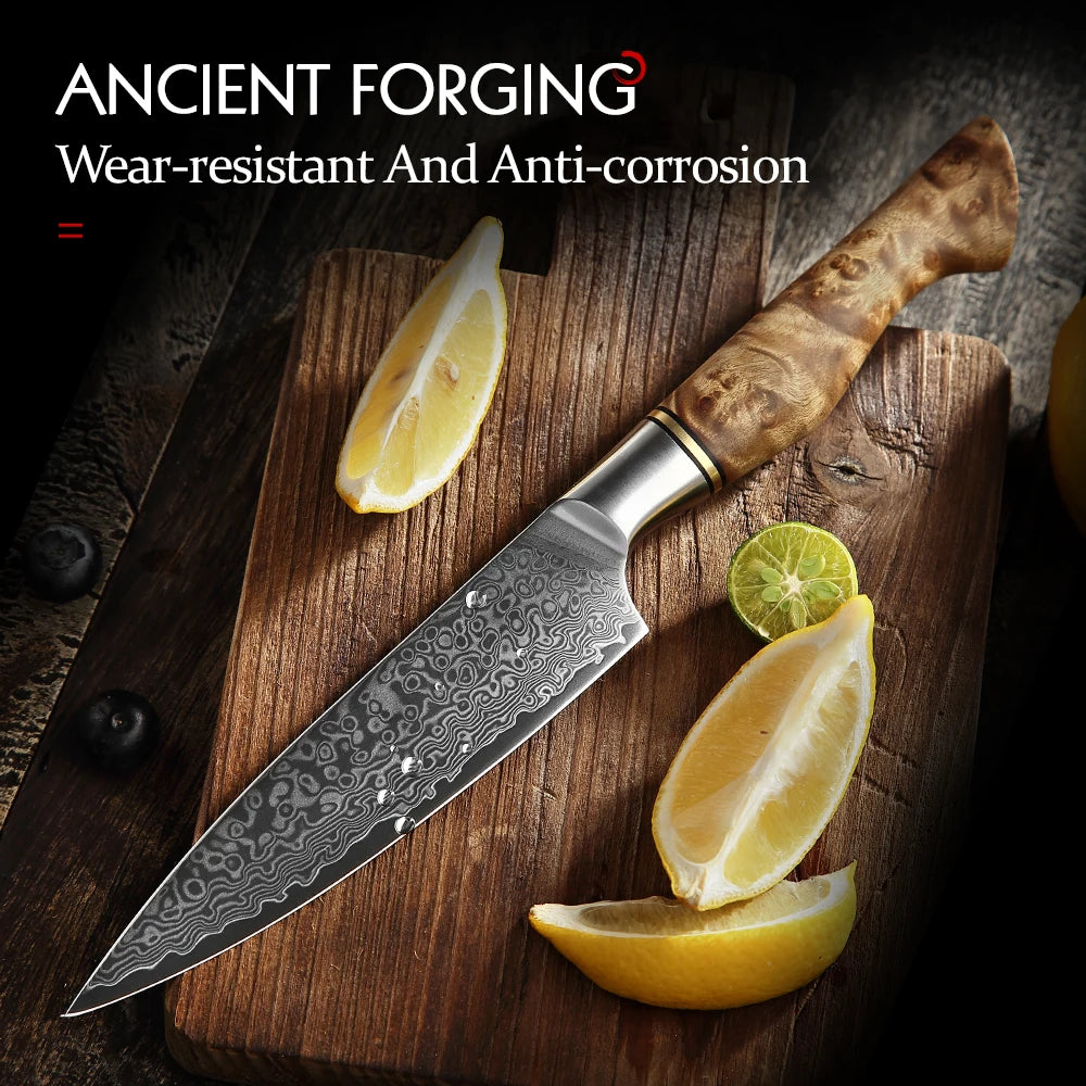 HEZHEN 5" Damascus Super Steel Sharp Kitchen Utility Knife