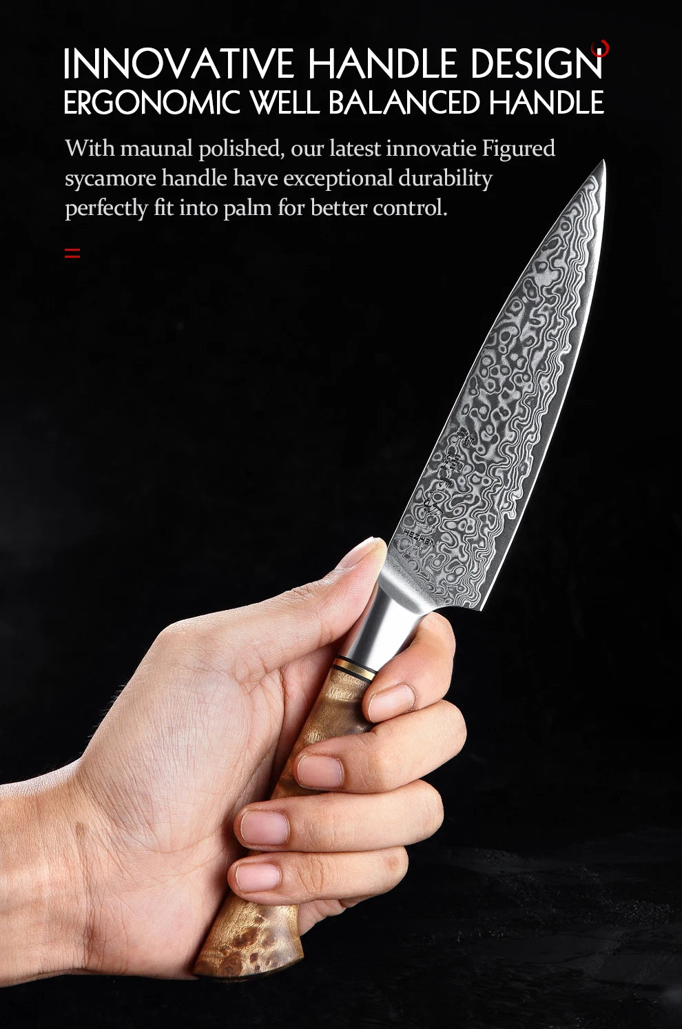 HEZHEN 5" Damascus Super Steel Sharp Kitchen Utility Knife