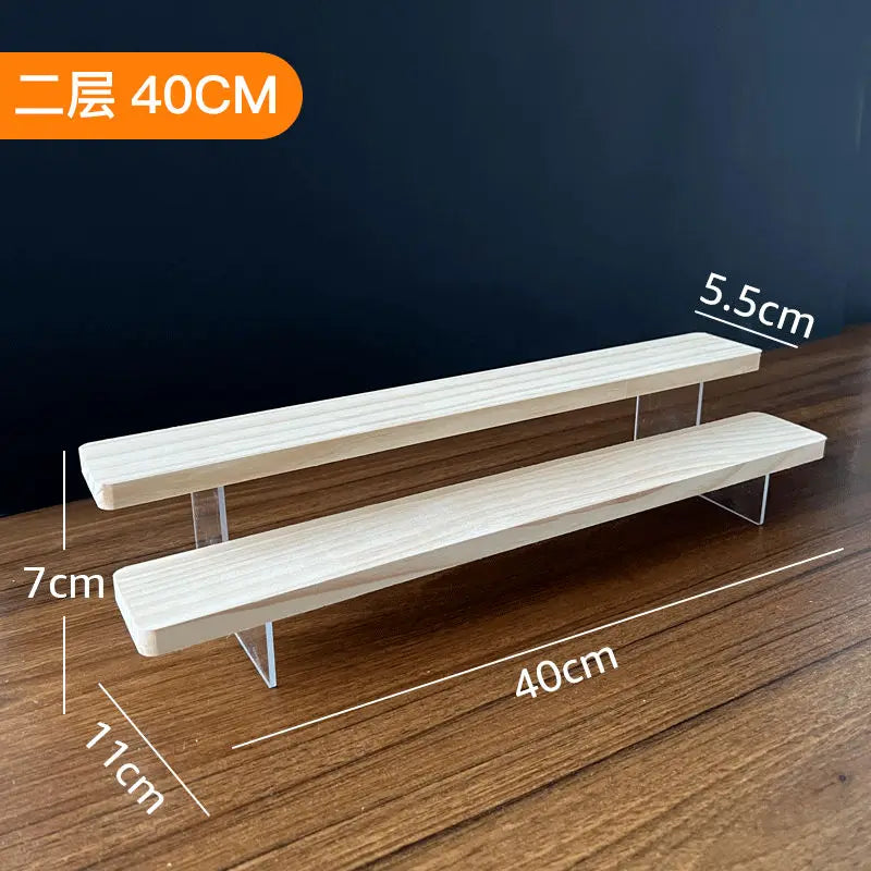 2-5 Layer Sturdy Wooden Acrylic Storage Rack for Blind Box Toys, Perfume Display Stand, Desktop Storage Shelf for Cosmetics