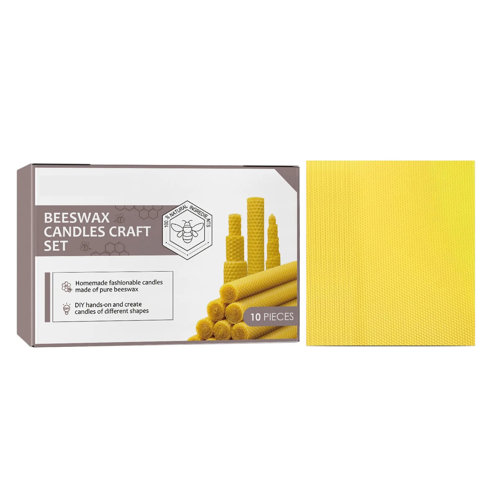 10pcs Natural Beeswax Candles – Handmade Luxury Wedding
