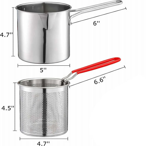 Stainless Steel Deep Fryer Pan with Strainer for Chicken