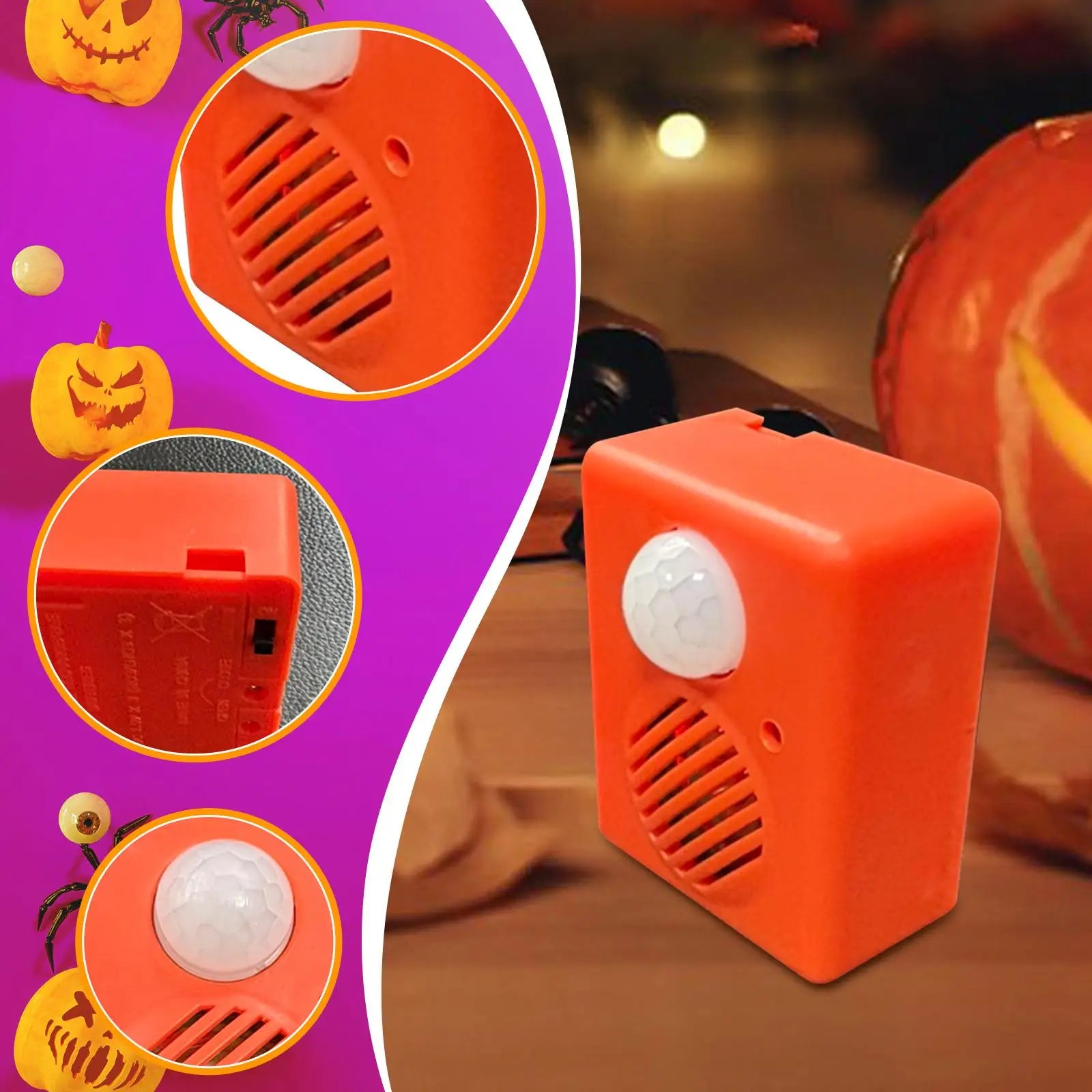 Halloween Sound Player, Voice Activated Props, Spooky Sound Props, Voice Motion Sensor Scream Speaker for Shop Indoor Outdoor