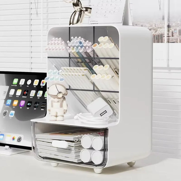 Inclined Pen Holder Student Writing Desk Stationery Storage Box Large Capacity Office Desktop Sundries Rack