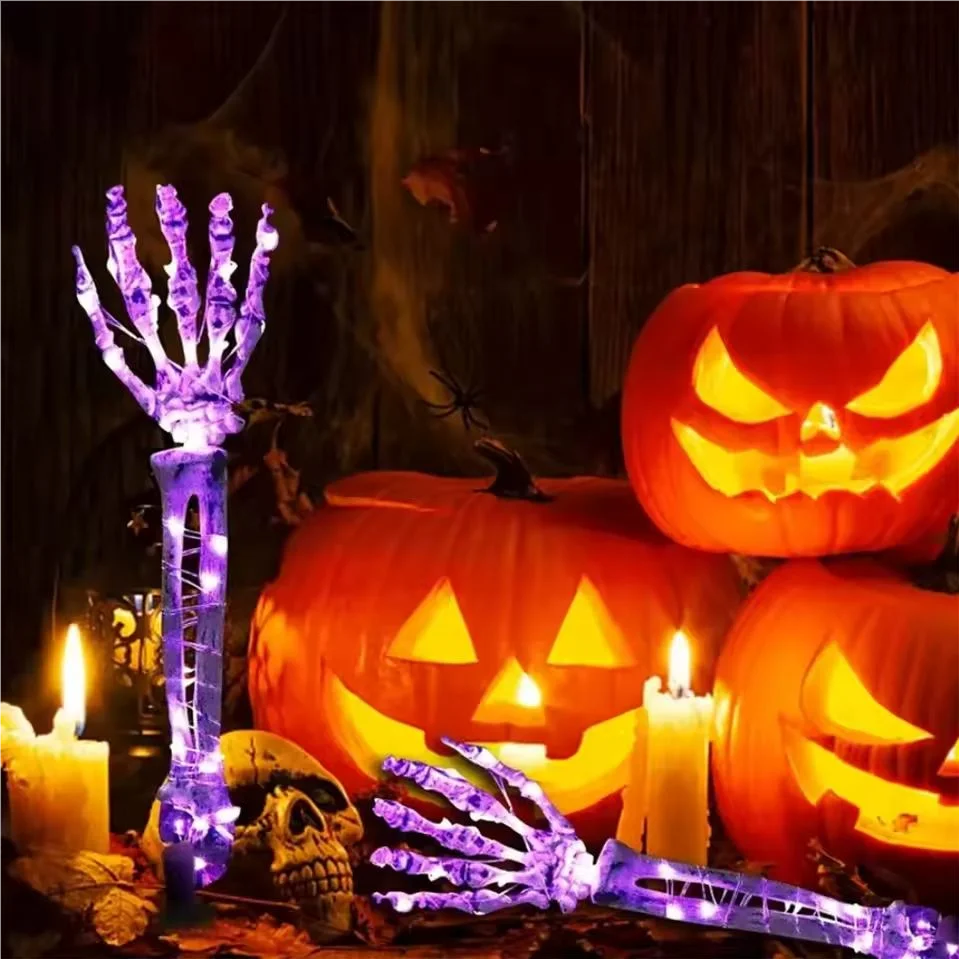 2PC Halloween Solar Garden Lights Outdoor Waterproof Ghost Hand LED Stake Lights Horror Atmosphere Decoration Lamp  For Festival