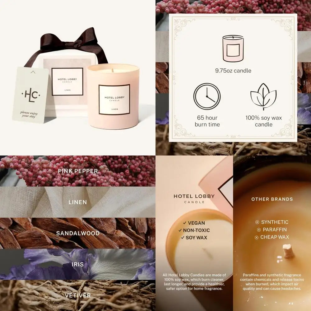 Luxury Soy Candle – Pink Pepper, Linen & Sandalwood Scent