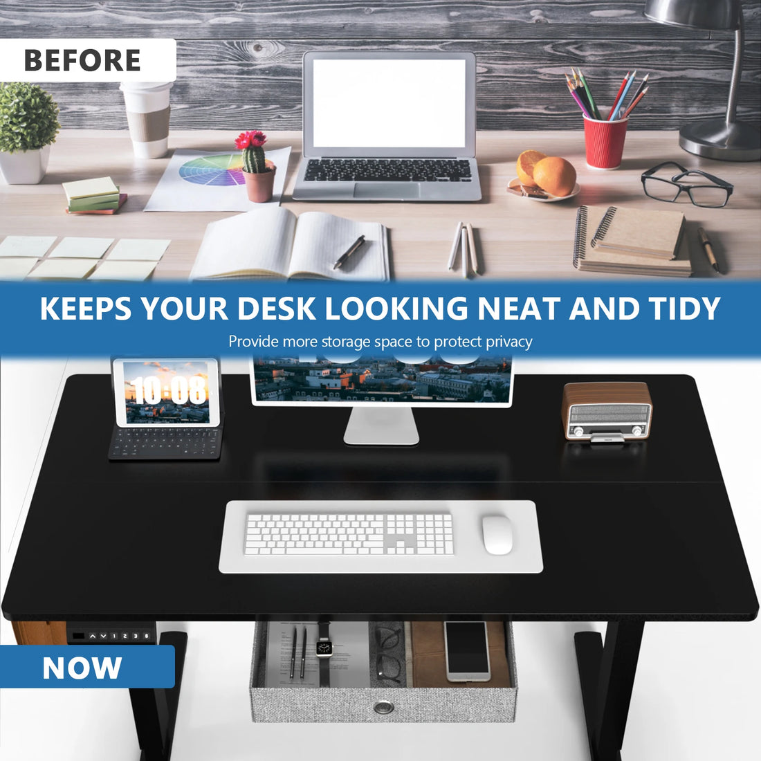 JHK  Ergonomic Electric Standing Desk Height Adjustable Computer Desk Large Work PC Table Home Office Writing Gaming Desks
