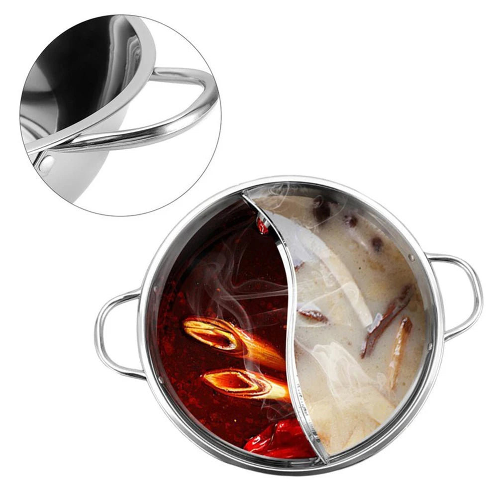 28cm Stainless Steel Double Hotpot Cooker for Gas Stove