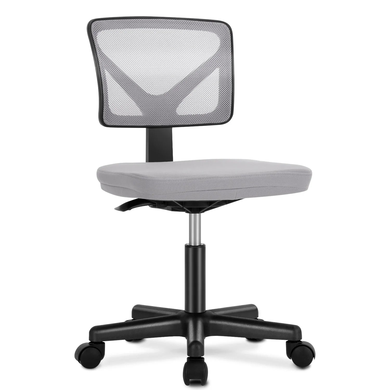 Armless Mesh Office Chair with Lumbar Support & Wheels