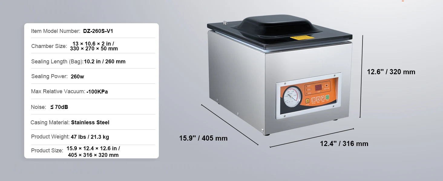 SucceBuy DZ-260S Vacuum Sealer 260W for Wet & Meat