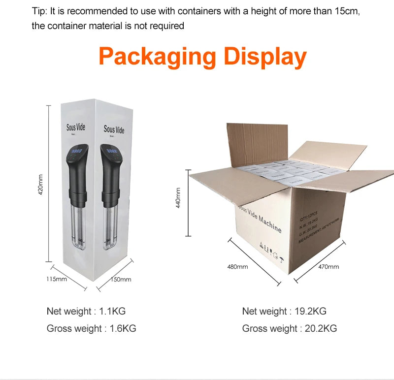 1800W Sous Vide Immersion Cooker LED Waterproof Precision