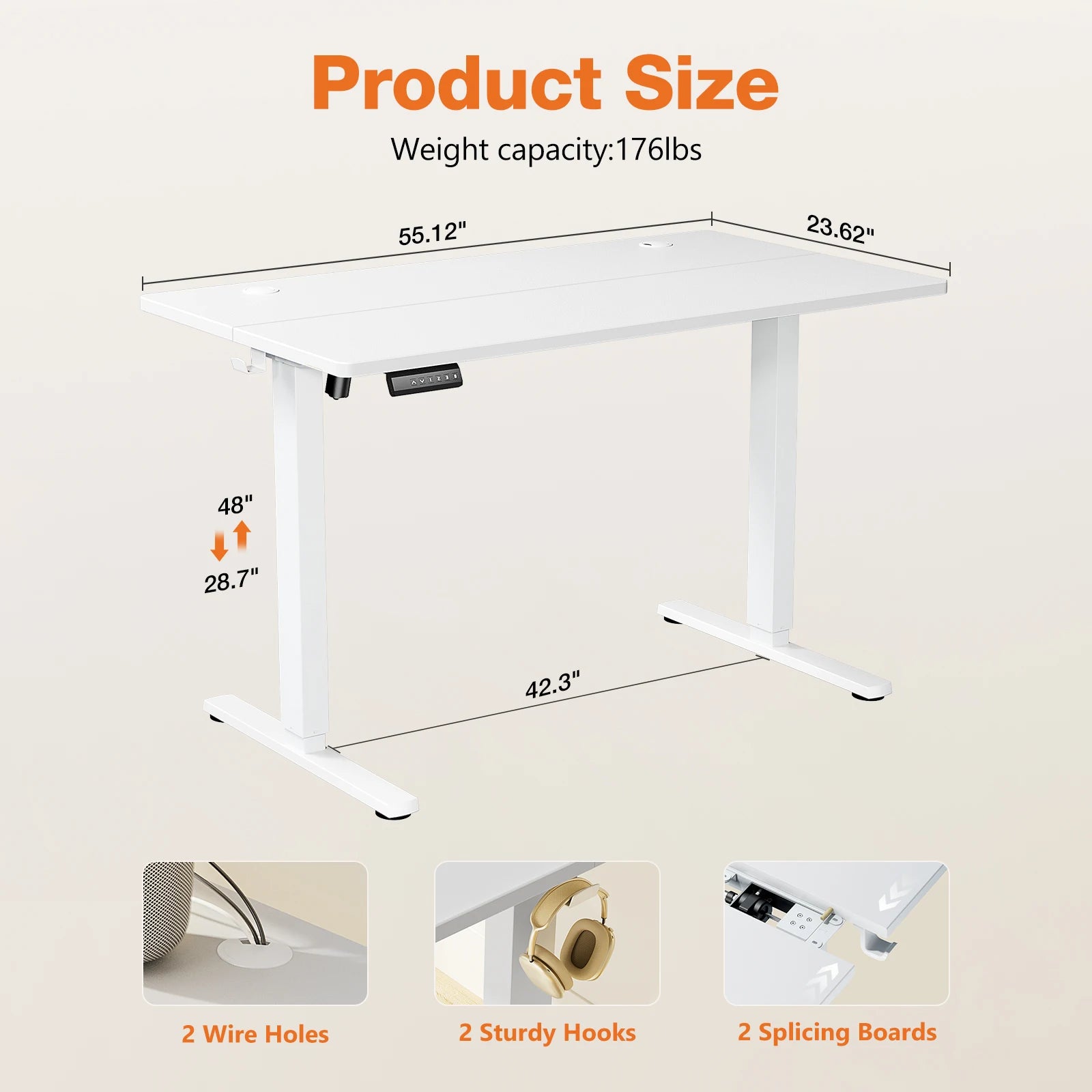 48-Inch Oak Height Adjustable Standing Desk