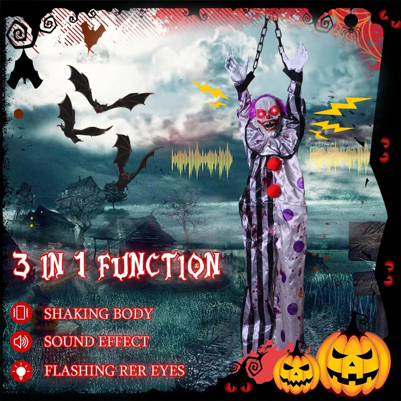 Halloween Decorations Electric Voice-activated Hanging Ghost Clown Hanging Ghost Haunted House Horror Decoration Props