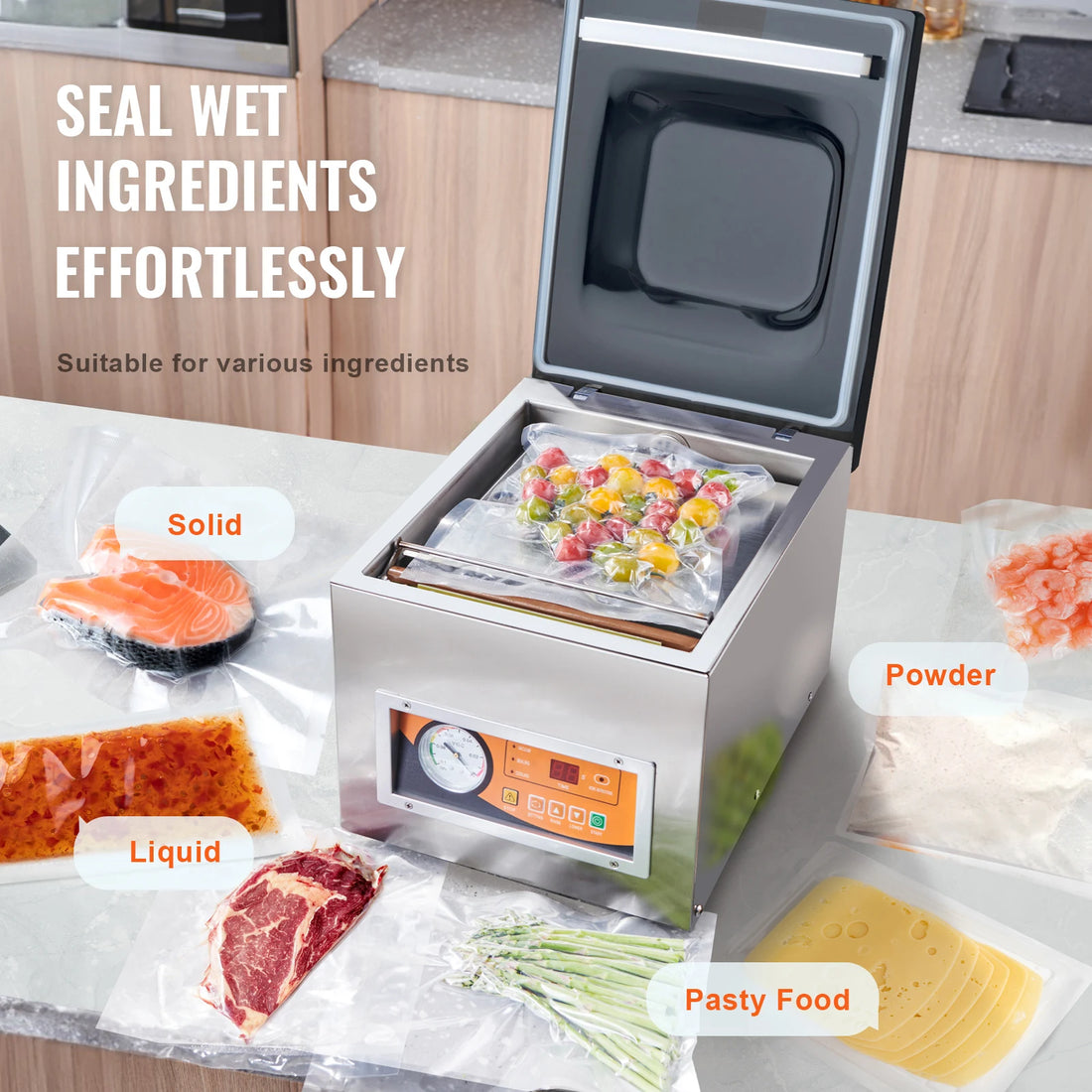 SucceBuy DZ-260S Vacuum Sealer 260W for Wet & Meat