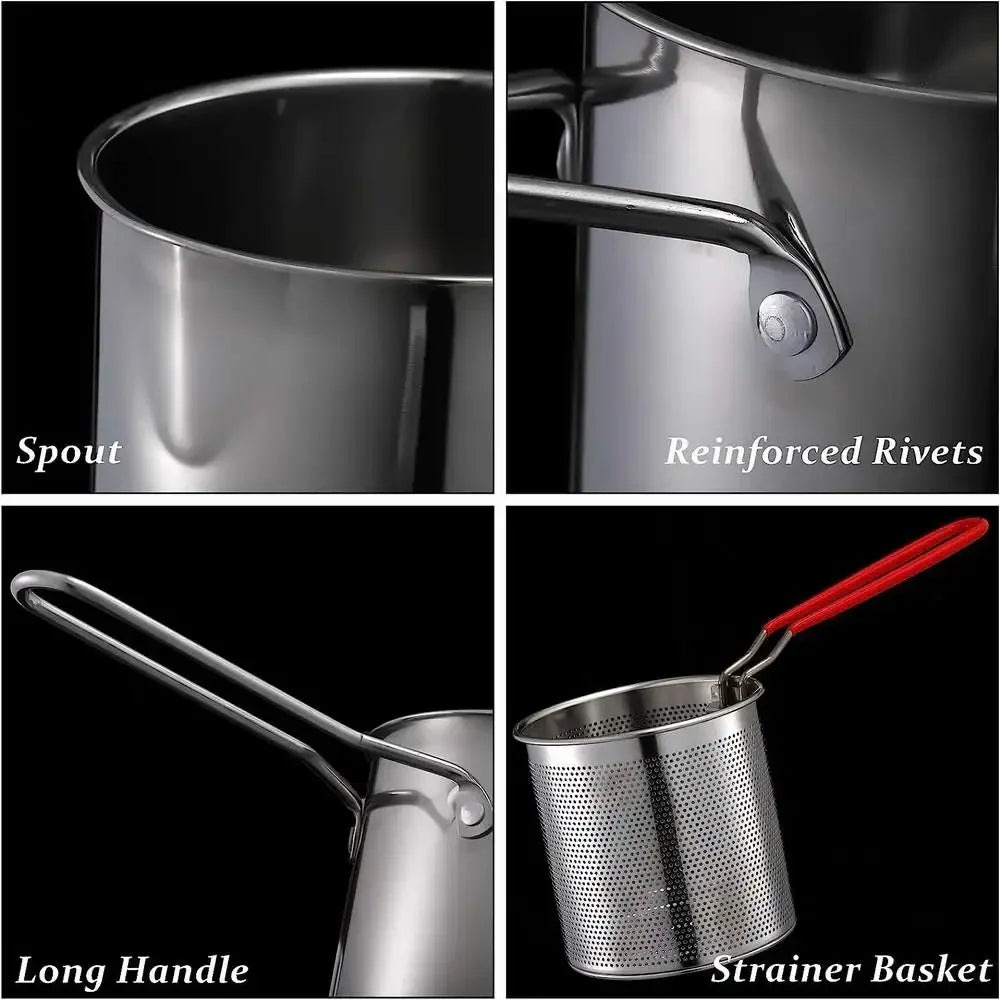 Stainless Steel Deep Fryer Pan with Strainer for Chicken