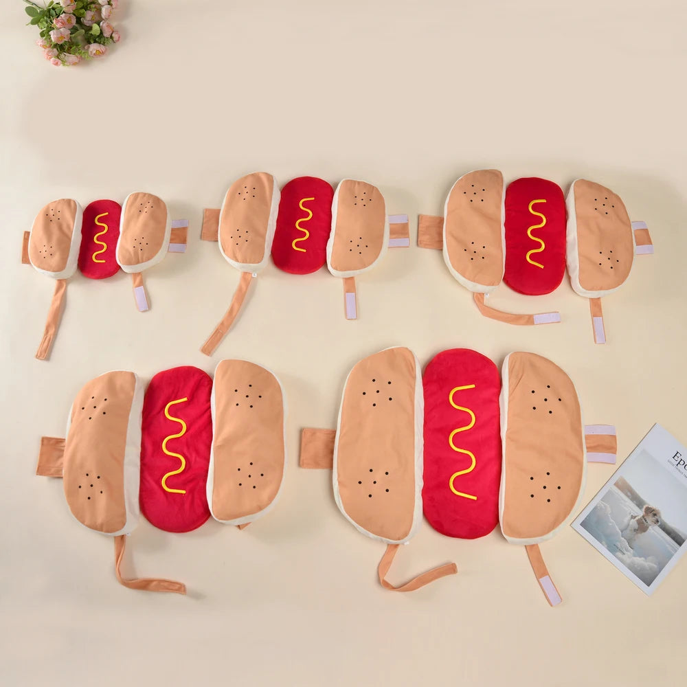 Halloween Dog Clothes Funny Hot Dog Shaped Pet Costume For Small Dogs Cats Adjustable Puppy Dress Up Dachshund Pug Party Suit