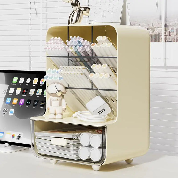 Inclined Pen Holder Student Writing Desk Stationery Storage Box Large Capacity Office Desktop Sundries Rack