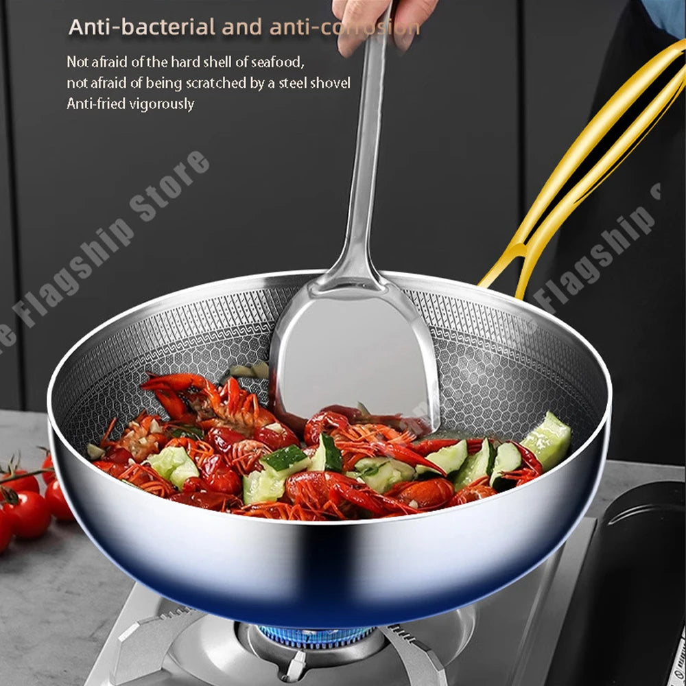 316 Stainless Steel Non-Stick Frying Pan Wok for Kitchen