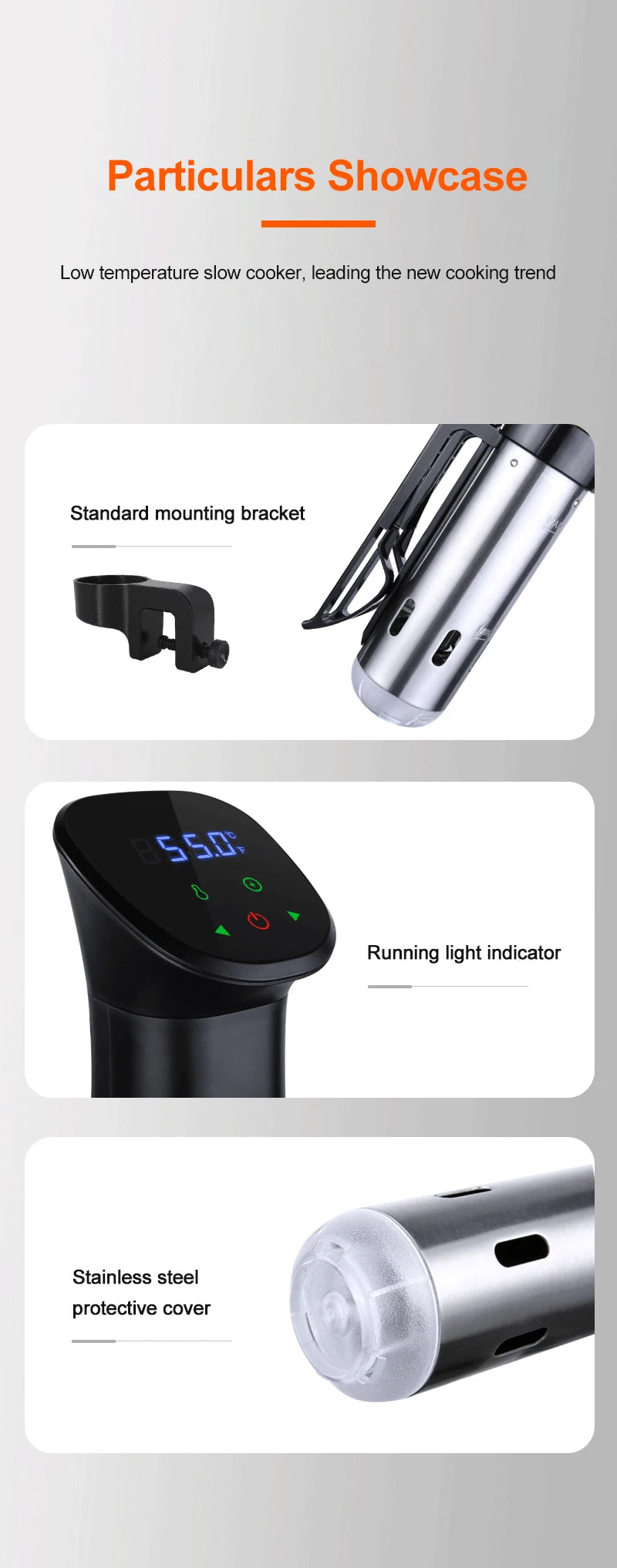 1800W Sous Vide Immersion Cooker LED Waterproof Precision