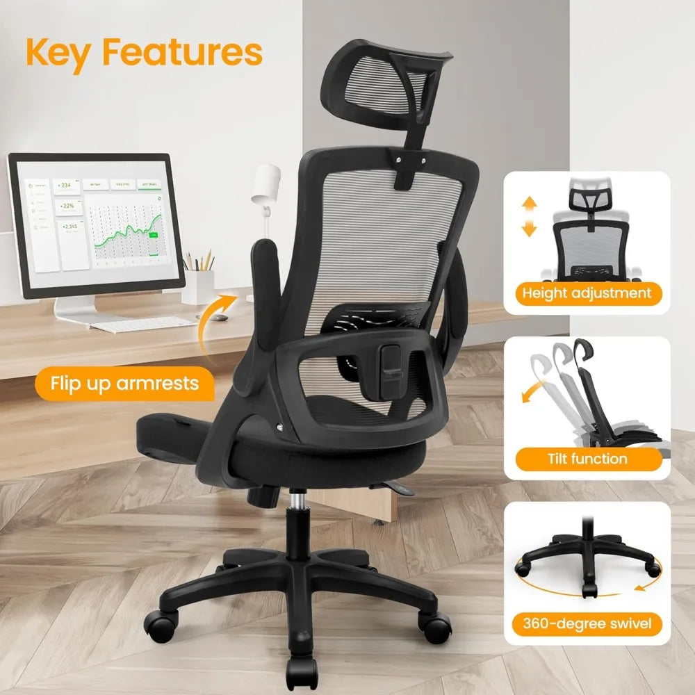 NEO CHAIR Ergonomic Adjustable Home Office Desk Chair High Back Computer Gaming Mesh Chair Comfy Task Adjustable Arms Lumbar