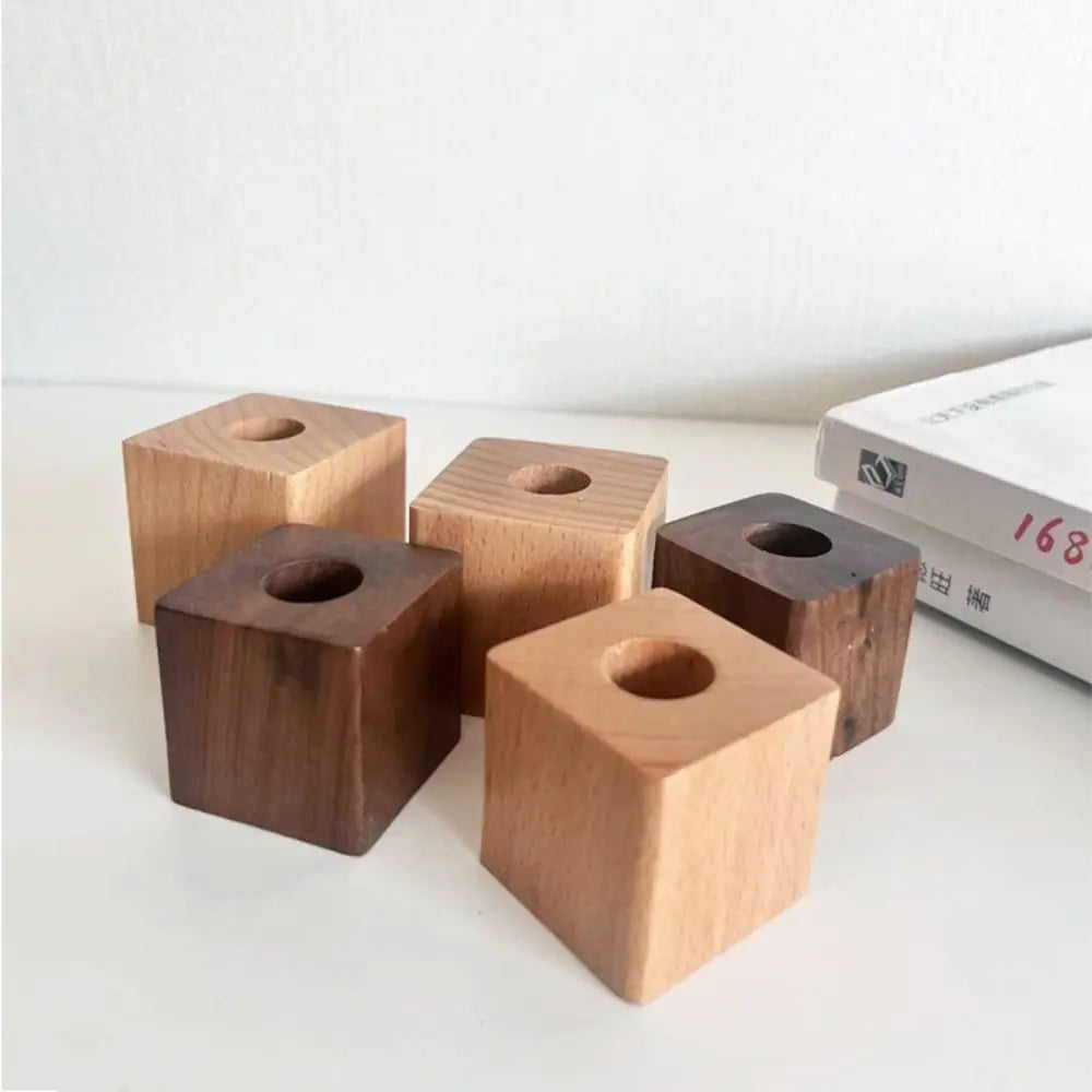 New Walnut Wood Pen Holder Square Space saving Pen Hole Multifunctional Portable Pencil Stand for Desk Stationery Storage