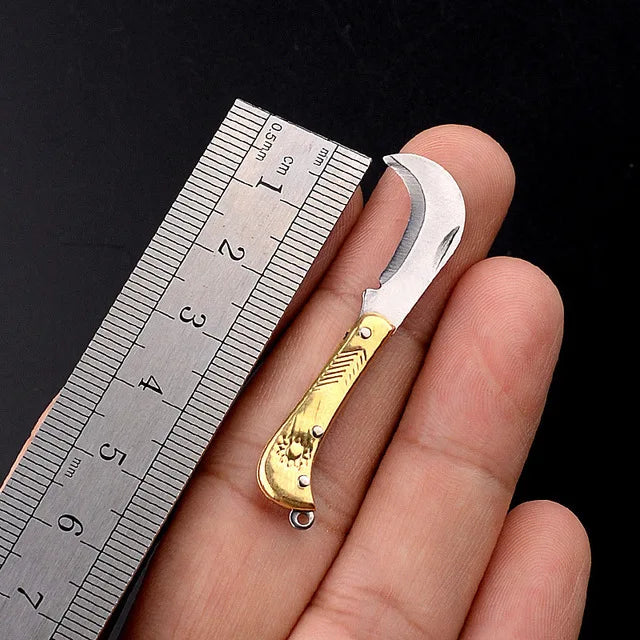Mini Brass Folding Knife Keychain - EDC Survival Cutter