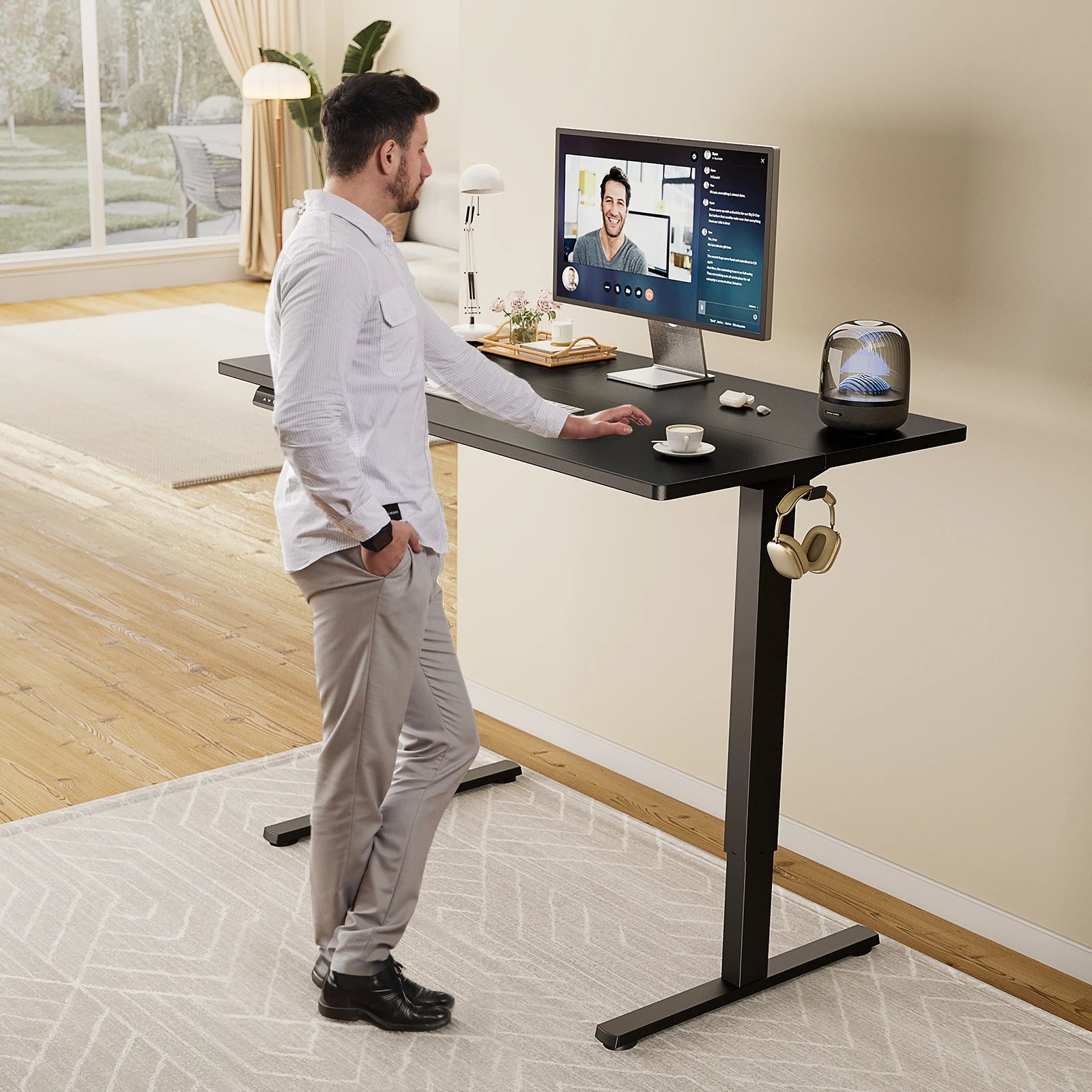 JHK Electric Adjustable Height Standing Computer Desk Ergonomic Sit Stand Up Down Computer Table Workstation For Home Office